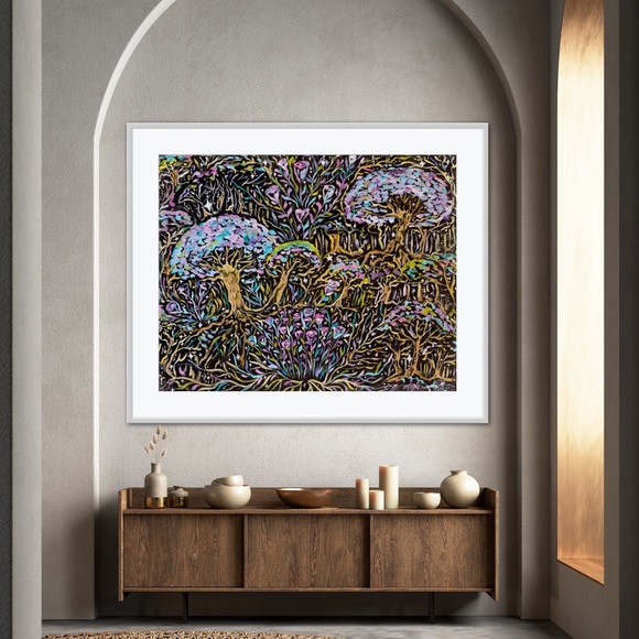 Dark Forest Art Print of Oil Painting Magical Fantasy woodland medieval fairy - Picture 7 of 8